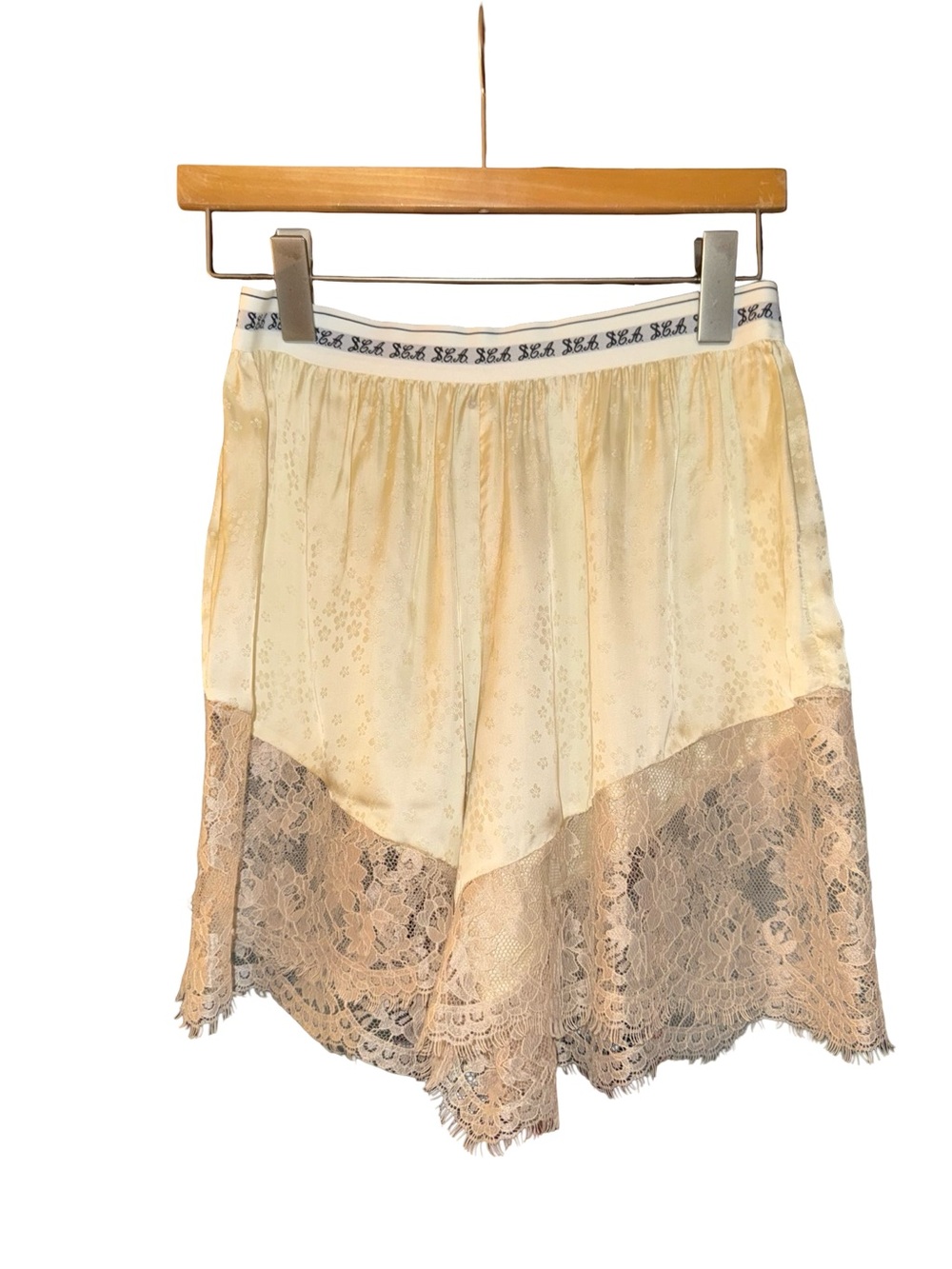SEA NY Ethel lace-trimmed satin-jacquard shorts NWT